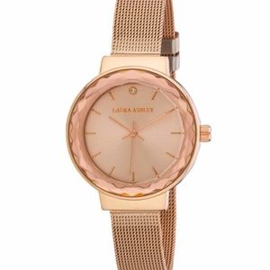 Laura Ashley Rose Gold Facet Bezel Dial Mesh Watch